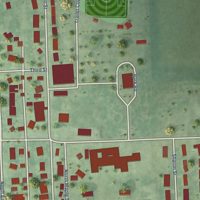 Second close-up of the map of Dodge, Nebraska print showing more streets and buildings