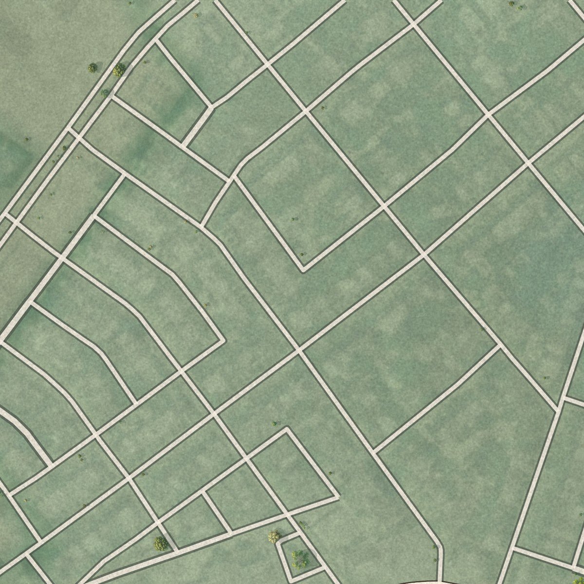 Second close-up of the map of Dolfield, Maryland print showing more streets and buildings