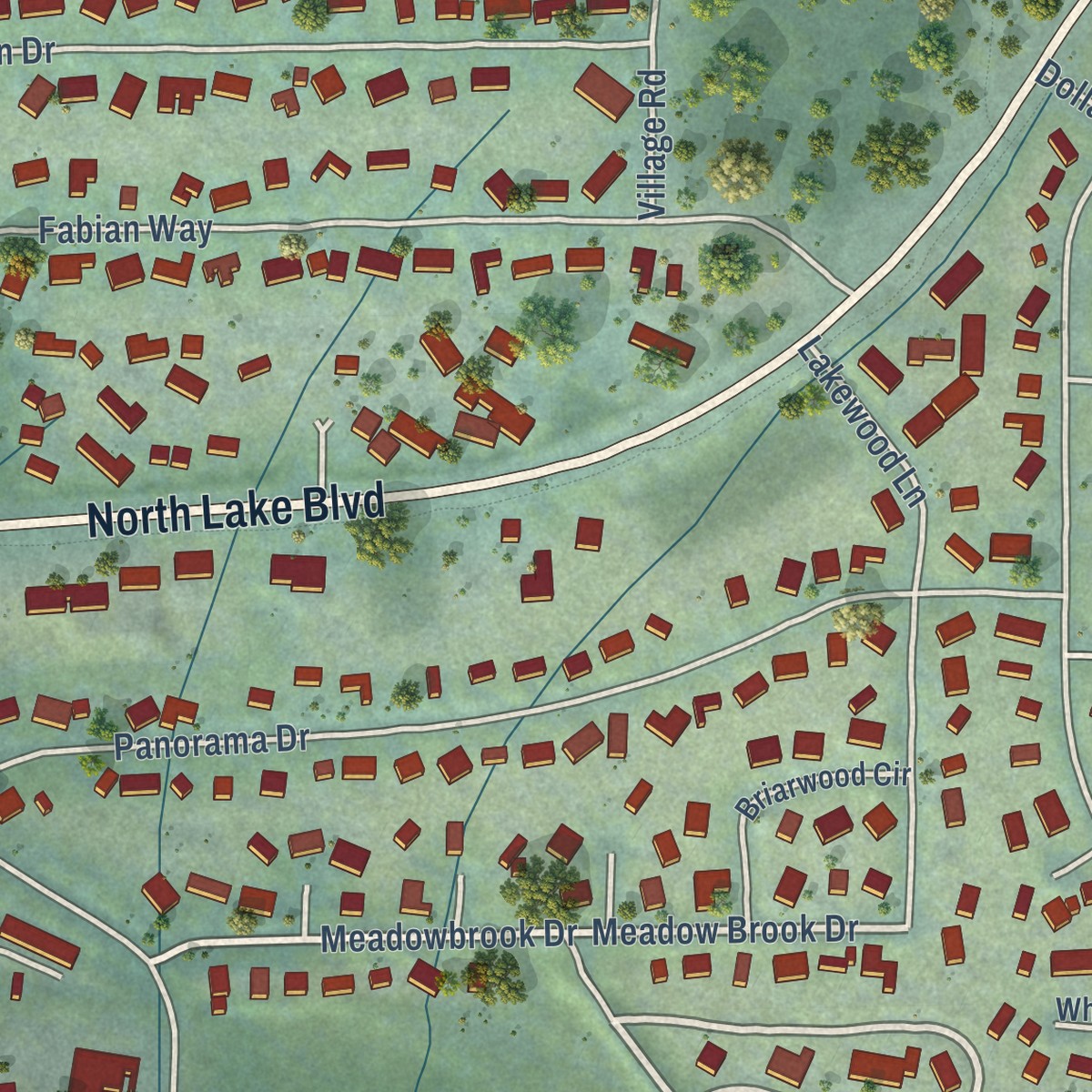 Second close-up of the map of Dollar Point, California print showing more streets and buildings