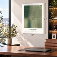 Donaldson, Minnesota map, 18 x 24 inch print in a white frame in a home office