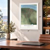 Donaldsonville, Louisiana map, 18 x 24 inch print in a white frame in a home office
