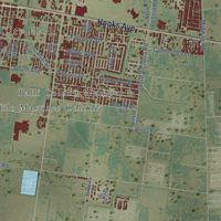 Second close-up of the map of Donna, Texas print showing more streets and buildings