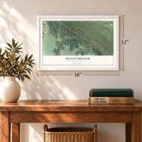 Donnybrook, North Dakota map, 12 x 18 inch print in a white frame in an entryway