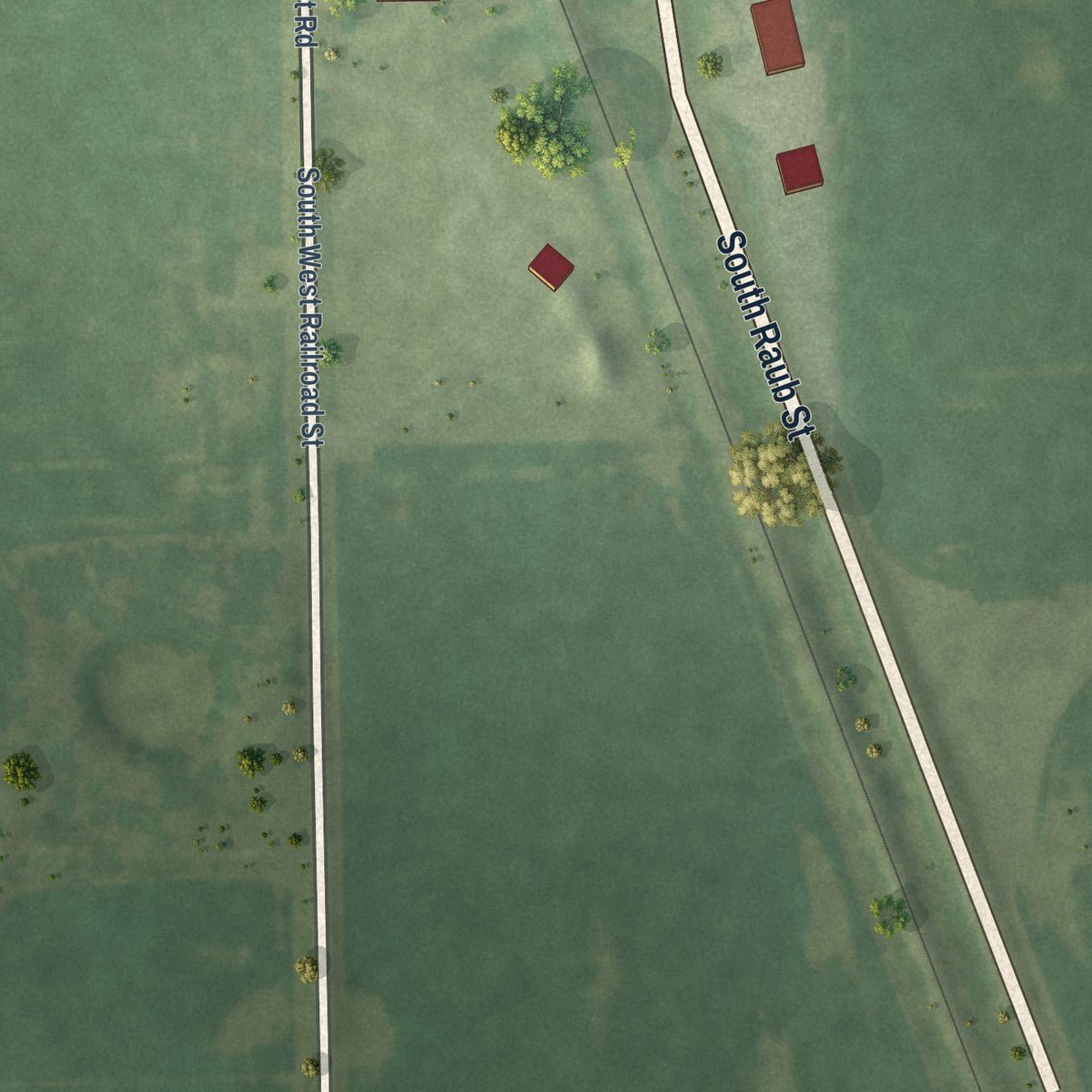 Second close-up of the map of Donovan, Illinois print showing more streets and buildings