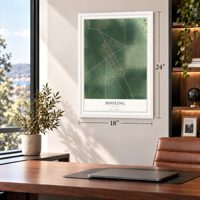 Dooling, Georgia map, 18 x 24 inch print in a white frame in a home office
