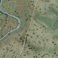 Second close-up of the map of Dooms, Virginia print showing more streets and buildings