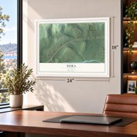 Dora, Arkansas map, 18 x 24 inch print in a white frame in a home office