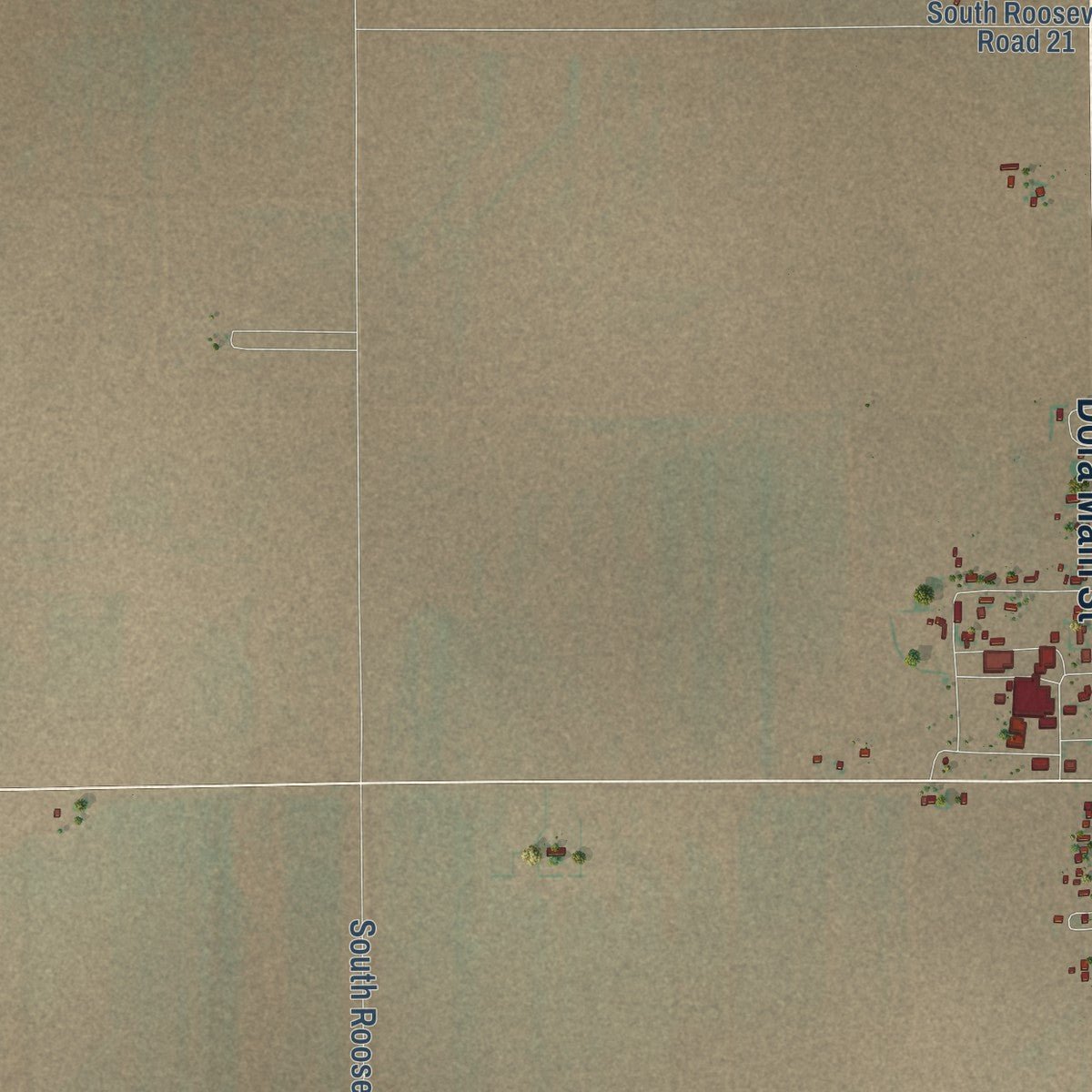 Second close-up of the map of Dora, New Mexico print showing more streets and buildings