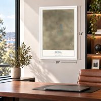 Dora, New Mexico map, 18 x 24 inch print in a white frame in a home office