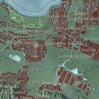 Second close-up of the map of Dorado, Puerto Rico print showing more streets and buildings