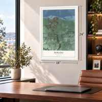 Dorado, Puerto Rico map, 18 x 24 inch print in a white frame in a home office