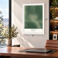 Doran, Minnesota map, 18 x 24 inch print in a white frame in a home office