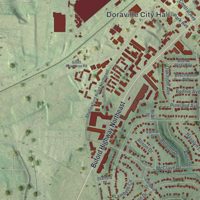Second close-up of the map of Doraville, Georgia print showing more streets and buildings