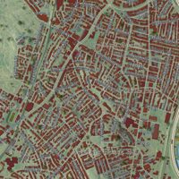Second close-up of the map of Dorchester, Massachusetts print showing more streets and buildings