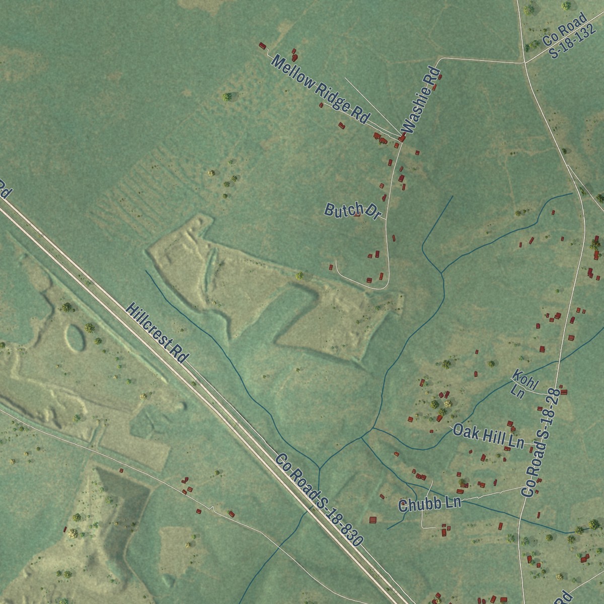 Second close-up of the map of Dorchester, South Carolina print showing more streets and buildings