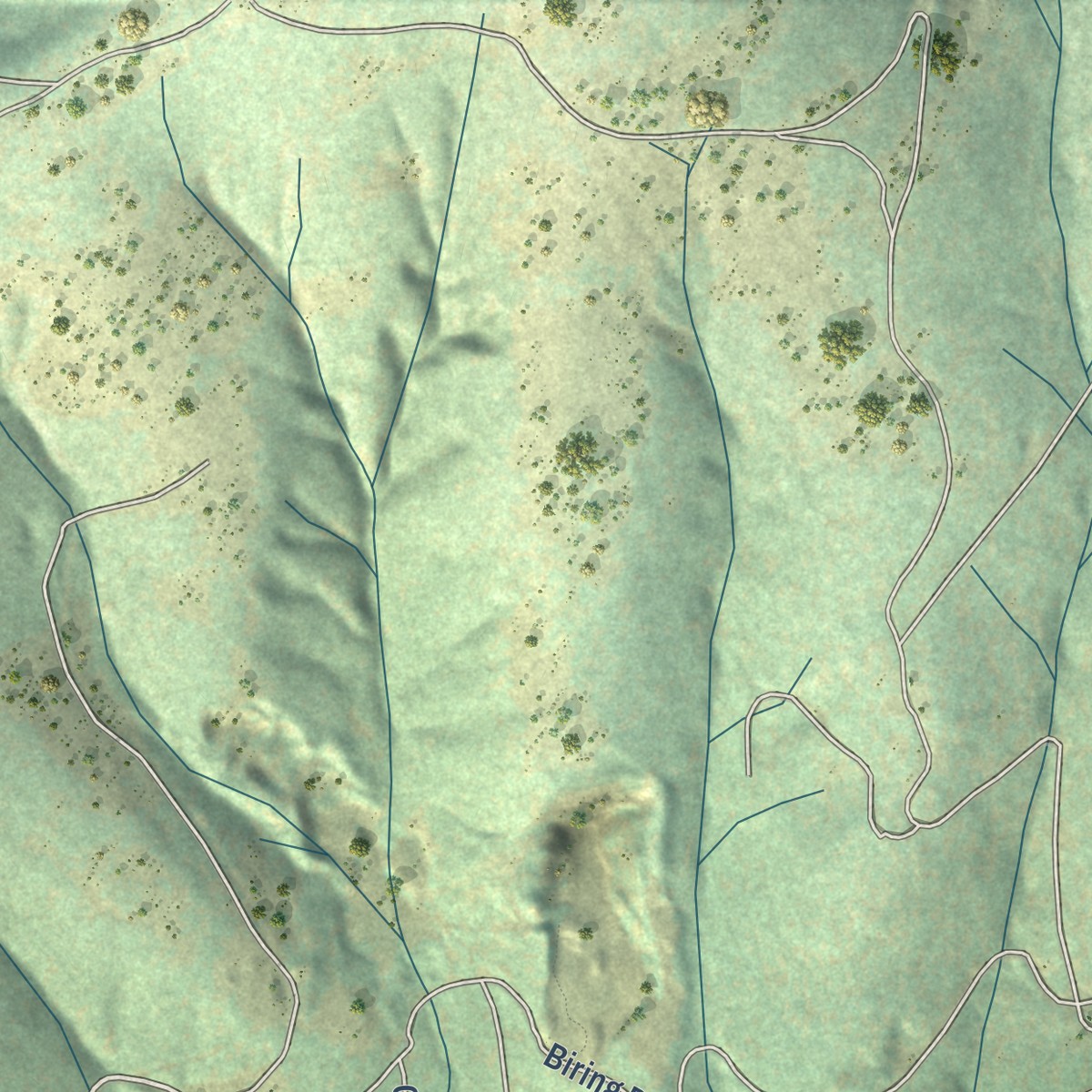 Second close-up of the map of Dorrington, California print showing more streets and buildings