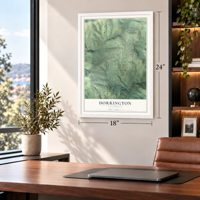 Dorrington, California map, 18 x 24 inch print in a white frame in a home office