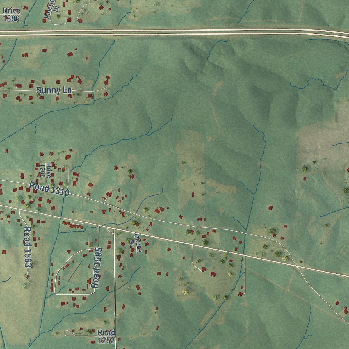 Second close-up of the map of Dorsey, Mississippi print showing more streets and buildings