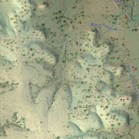 Second close-up of the map of Doss, Texas print showing more streets and buildings