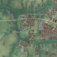 Second close-up of the map of Dothan, Alabama print showing more streets and buildings