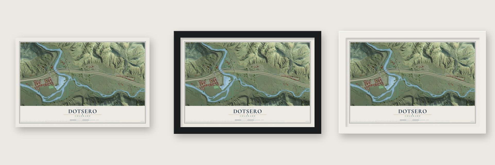 Dotsero, Colorado map unframed, in a black wood frame and in a white wood frame