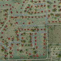 Second close-up of the map of Double Oak, Texas print showing more streets and buildings