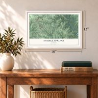 Double Springs, Alabama map, 12 x 18 inch print in a white frame in an entryway