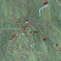Second close-up of the map of Douglas, Massachusetts print showing more streets and buildings