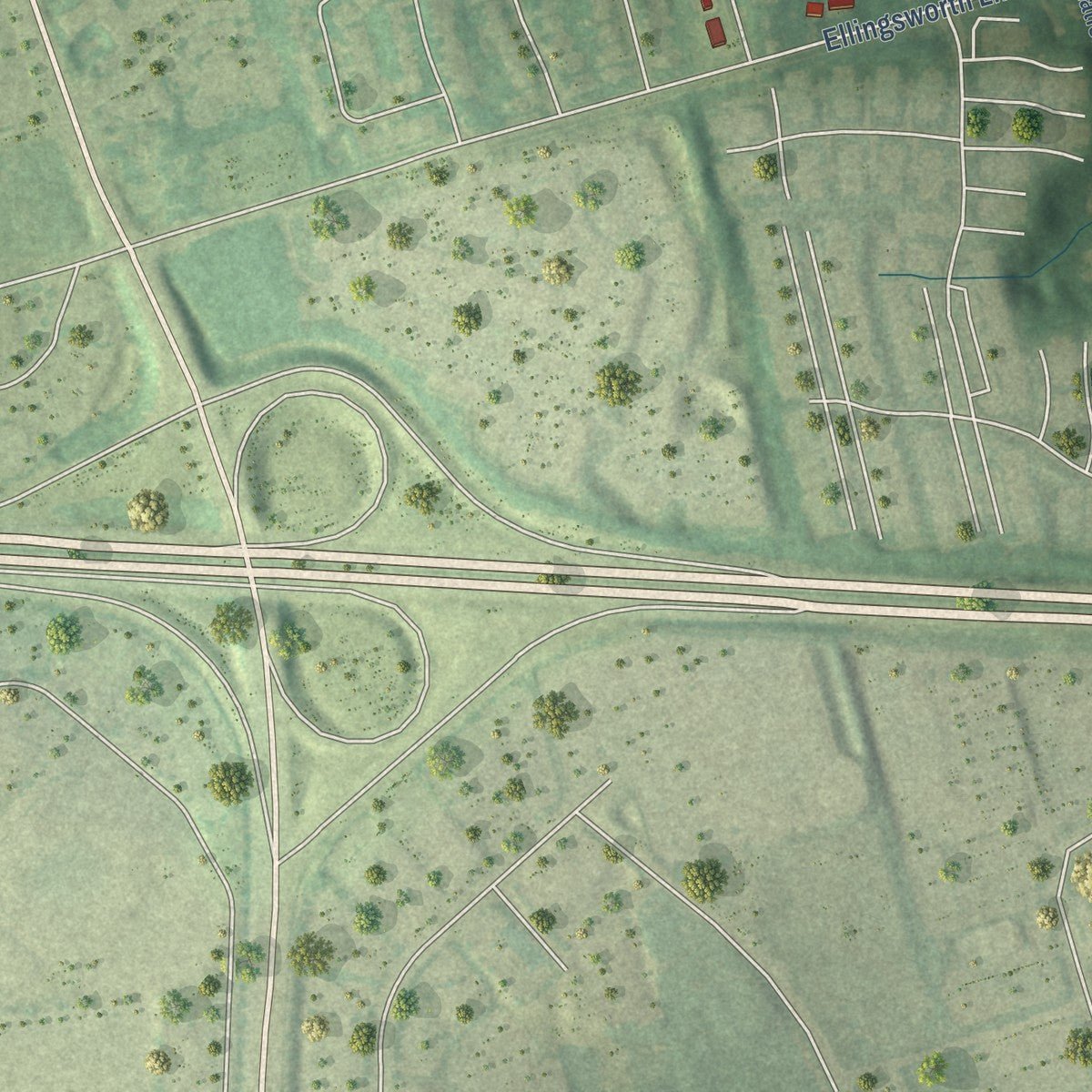 Second close-up of the map of Douglass Hills, Kentucky print showing more streets and buildings