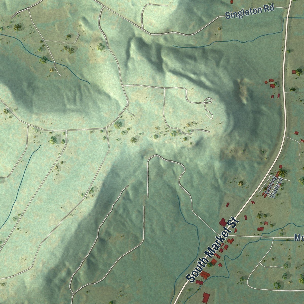 Second close-up of the map of Dover, Arkansas print showing more streets and buildings