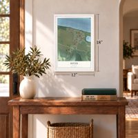Dover, Kentucky map, 12 x 18 inch print in a white frame in an entryway