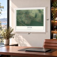Dover, North Carolina map, 18 x 24 inch print in a white frame in a home office