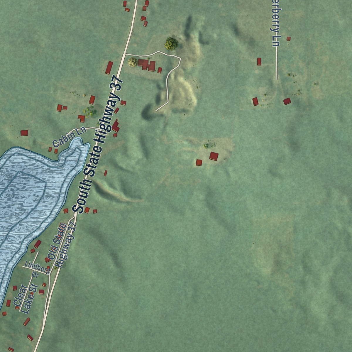 Second close-up of the map of Dowling, Michigan print showing more streets and buildings