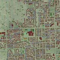Second close-up of the map of Downers Grove, Illinois print showing more streets and buildings