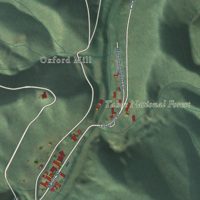 Second close-up of the map of Downieville, California print showing more streets and buildings