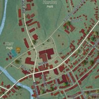 Second close-up of the map of Downingtown, Pennsylvania print showing more streets and buildings