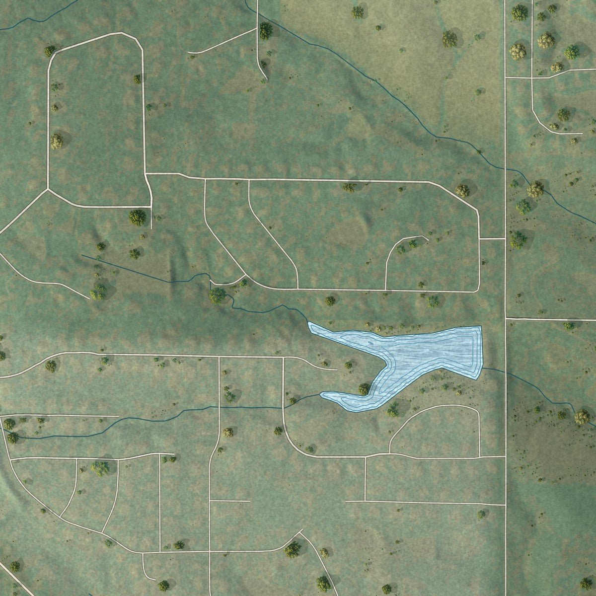 Second close-up of the map of Downs, Illinois print showing more streets and buildings