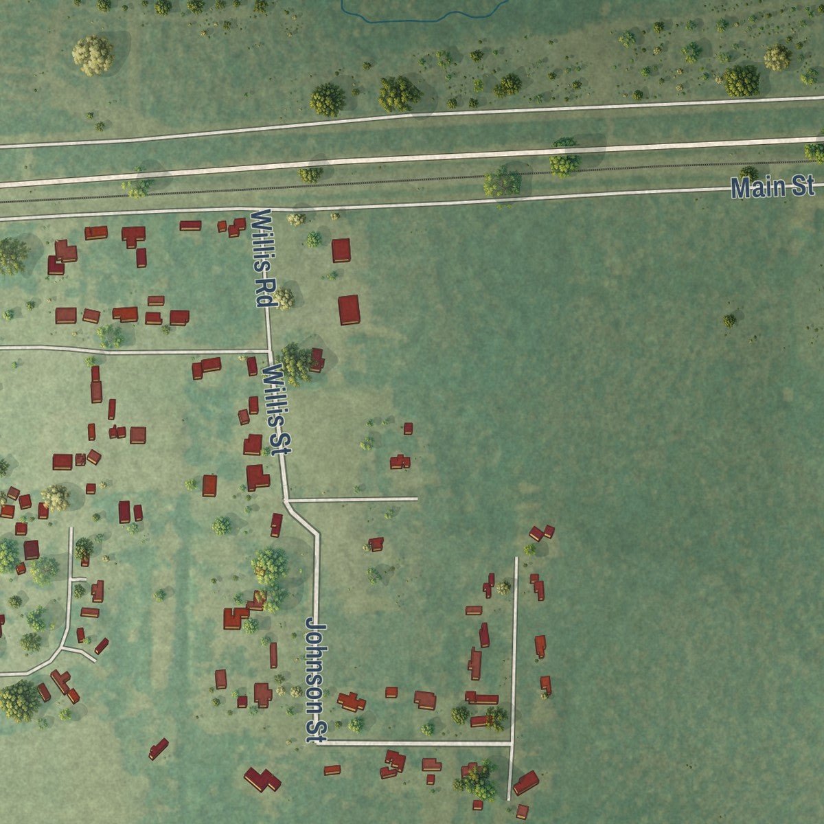 Second close-up of the map of Doyline, Louisiana print showing more streets and buildings