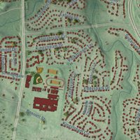 Second close-up of the map of Dranesville, Virginia print showing more streets and buildings