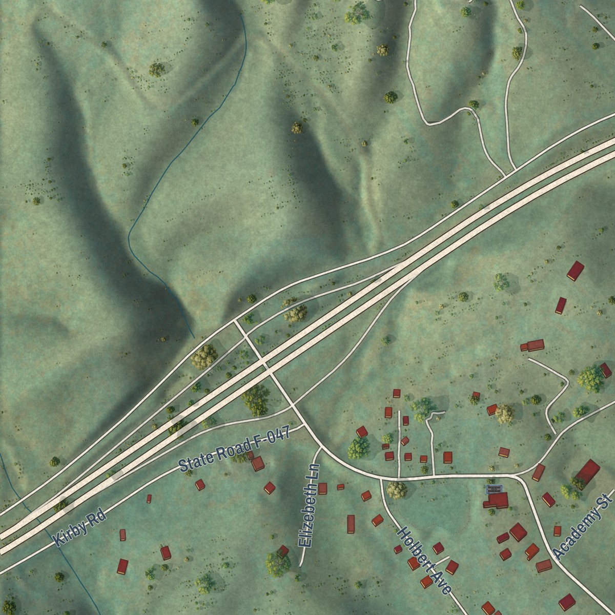 Second close-up of the map of Draper, Virginia print showing more streets and buildings