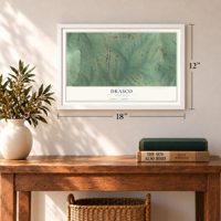 Drasco, Arkansas map, 12 x 18 inch print in a white frame in an entryway