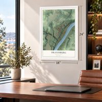 Dravosburg, Pennsylvania map, 18 x 24 inch print in a white frame in a home office