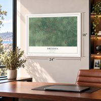 Dresden, Tennessee map, 18 x 24 inch print in a white frame in a home office