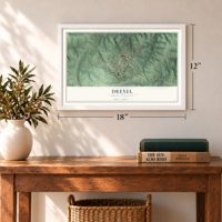 Drexel, North Carolina map, 12 x 18 inch print in a white frame in an entryway