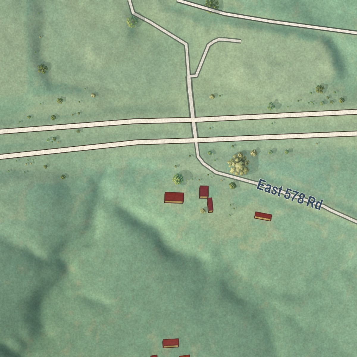 Second close-up of the map of Dripping Springs, Oklahoma print showing more streets and buildings