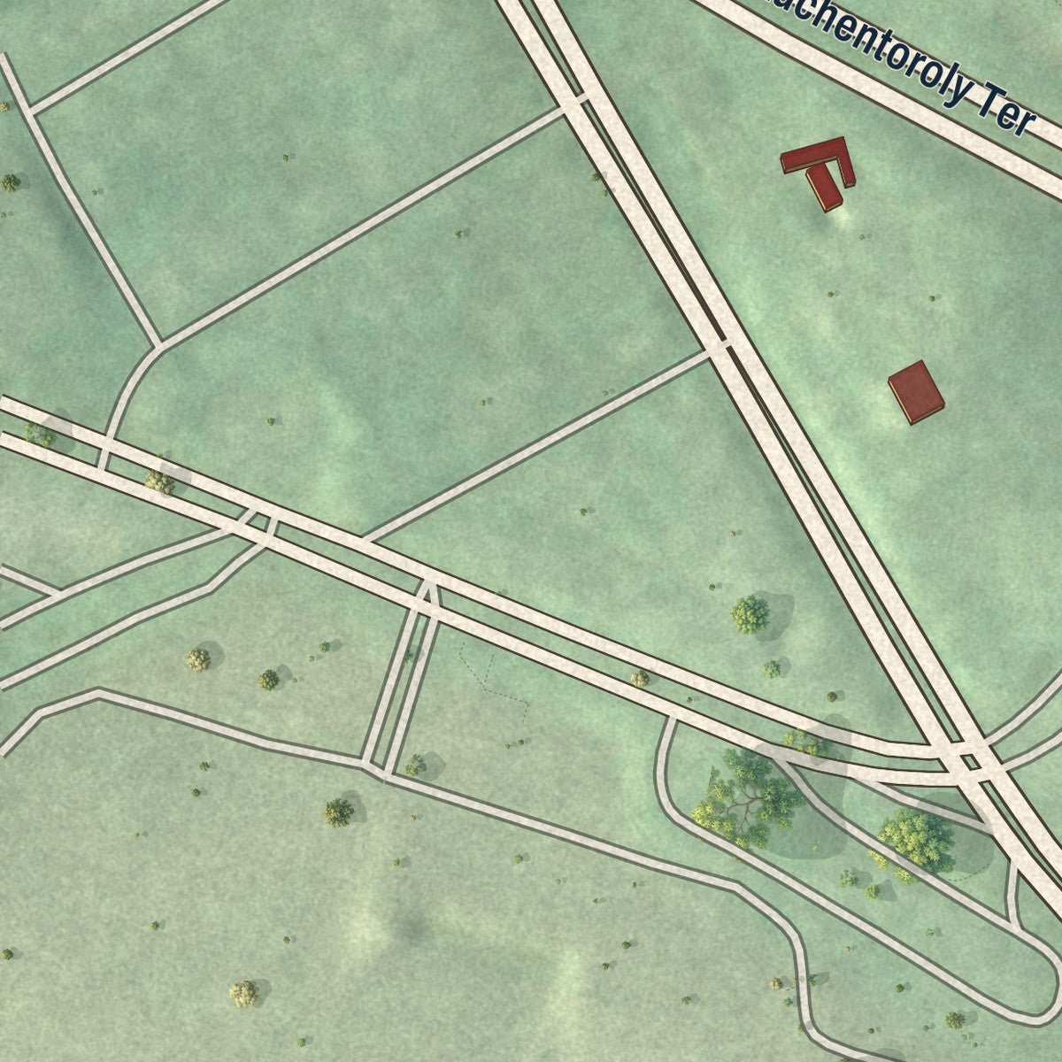 Second close-up of the map of Druid Hill Park, Maryland print showing more streets and buildings