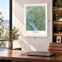 Drumore, Pennsylvania map, 18 x 24 inch print in a white frame in a home office