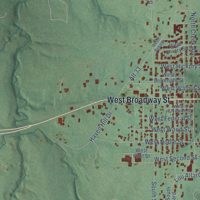 Second close-up of the map of Drumright, Oklahoma print showing more streets and buildings