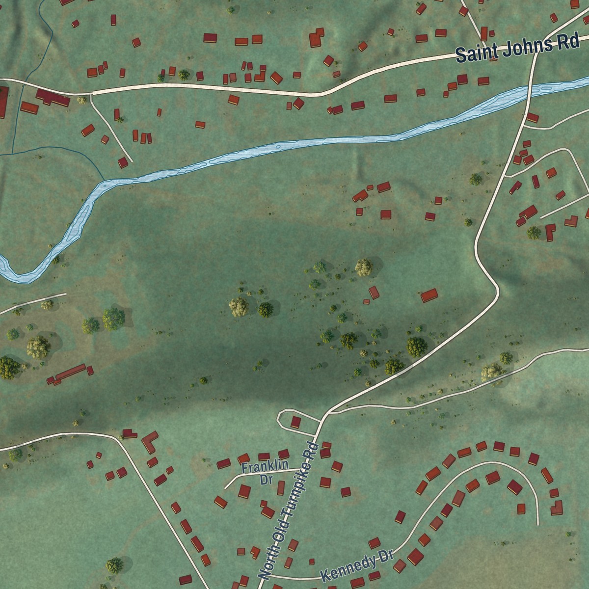 Second close-up of the map of Drums, Pennsylvania print showing more streets and buildings