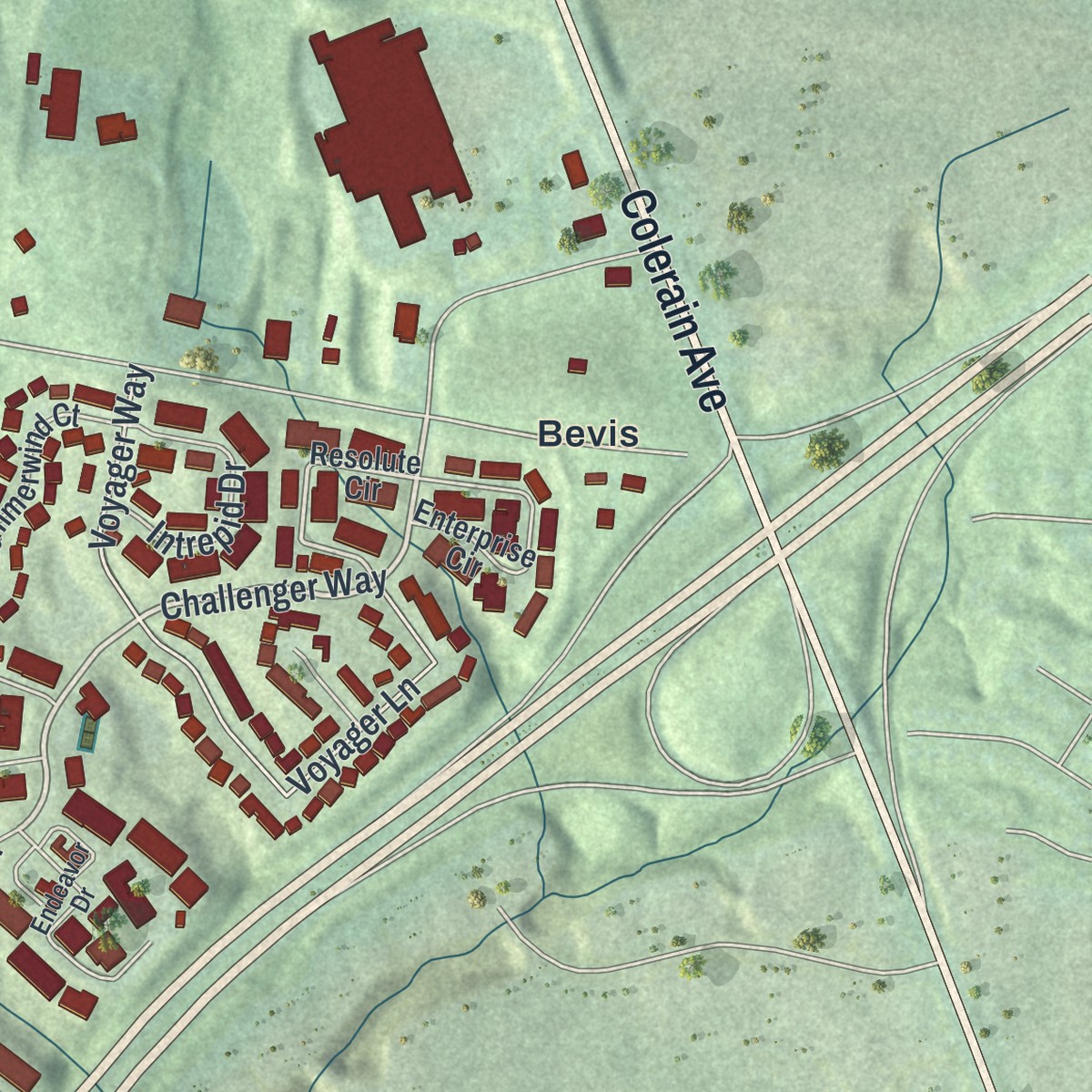 Second close-up of the map of Dry Ridge, Ohio print showing more streets and buildings